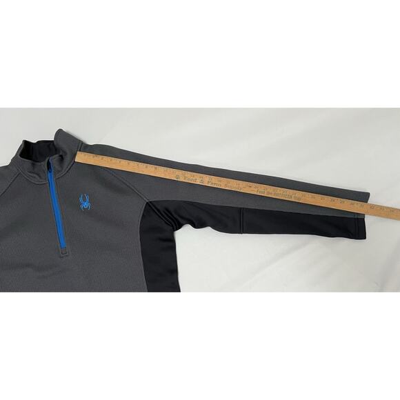 Spyder Gait Knit Sweater Men's XL Gray Black Blue Long Sleeve 1/4 Zip Polyester - Picture 8 of 10